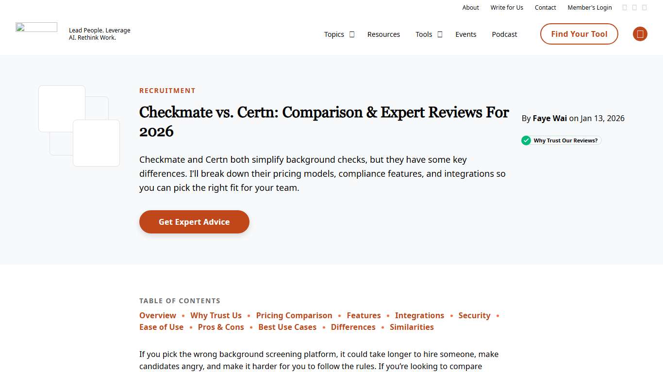 Checkmate vs. Certn: Comparison & Expert Reviews For 2026